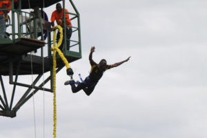 Bunjee jumping on the nile river in Jinja